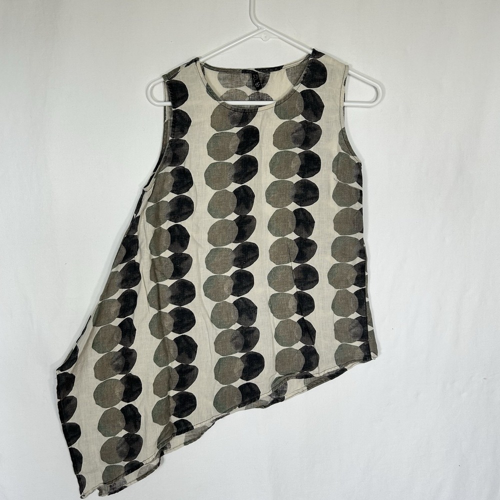 FOIL Linen Asymmetrical Top Women's Size 4 Lagenlook Artsy Draped Circle Boutiqe